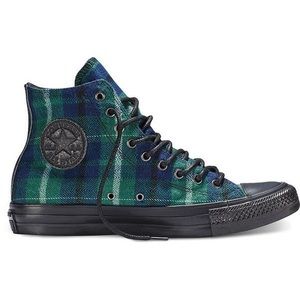 CONVERSE High Tops - green and blue plaid - men’s 7 women’s 9